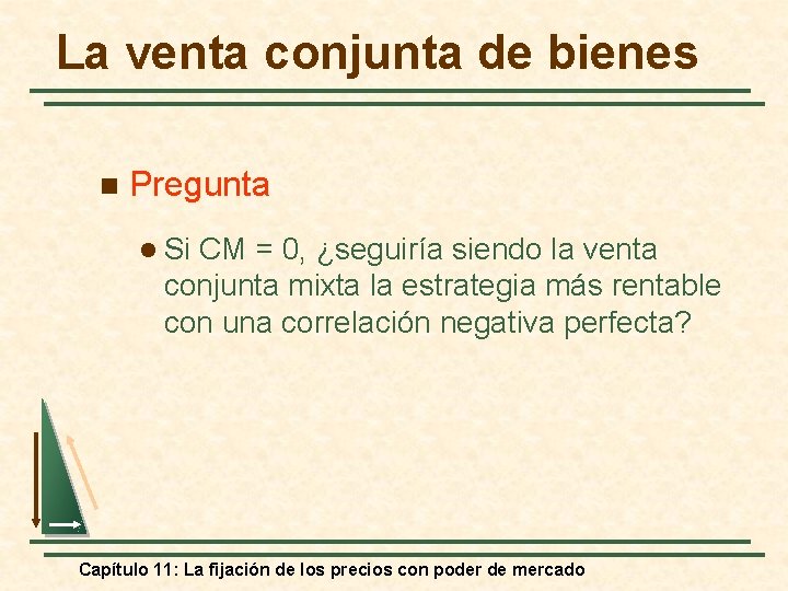La venta conjunta de bienes n Pregunta l Si CM = 0, ¿seguiría siendo