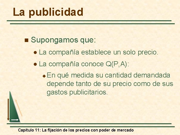 La publicidad n Supongamos que: l La compañía establece un solo precio. l La