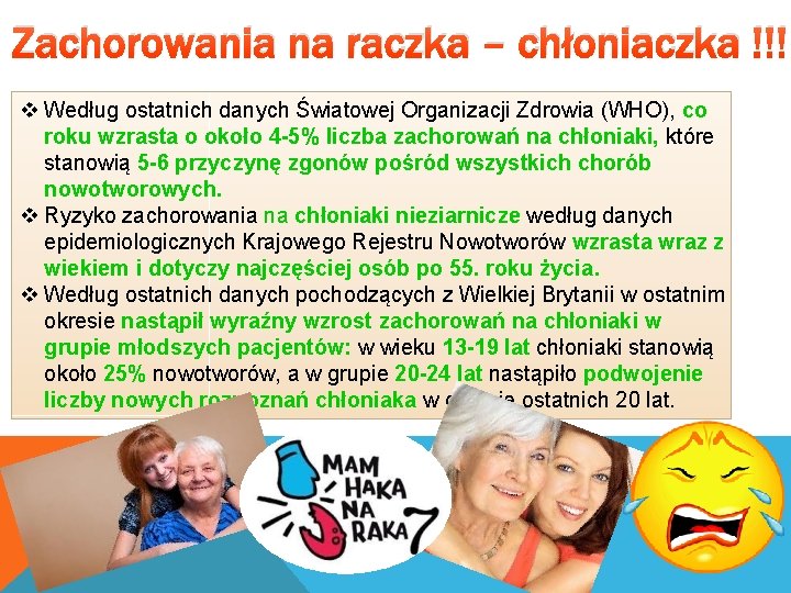 Zachorowania na raczka – chłoniaczka !!! v Według ostatnich danych Światowej Organizacji Zdrowia (WHO),