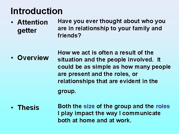 Introduction • Attention Have you ever thought about who you are in relationship to