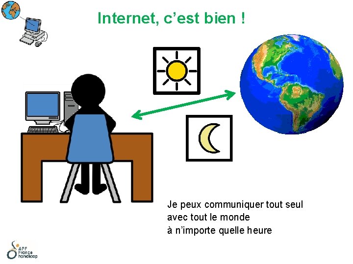 Internet, c’est bien ! Je peux communiquer tout seul avec tout le monde à