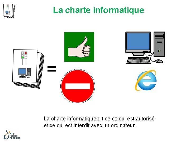 La charte informatique = La charte informatique dit ce ce qui est autorisé et