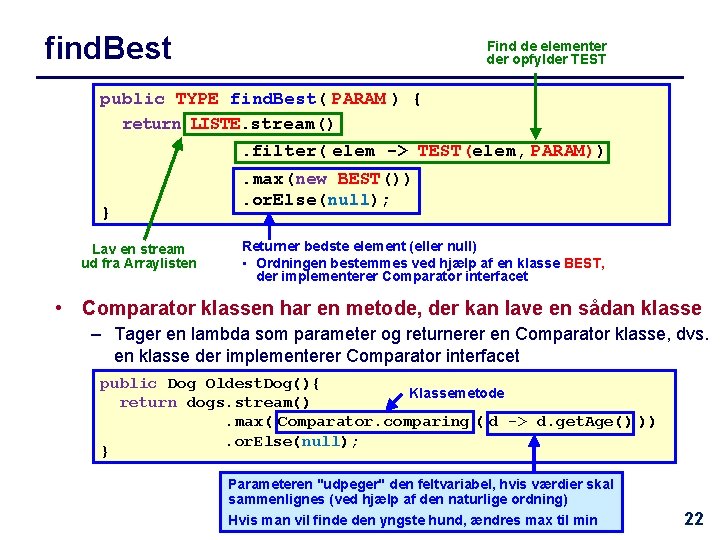 find. Best Find de elementer der opfylder TEST public TYPE find. Best( PARAM )