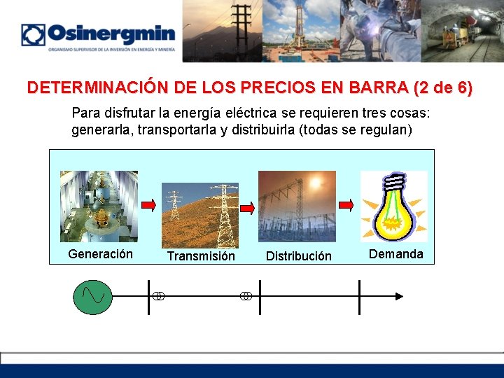 DETERMINACIÓN DE LOS PRECIOS EN BARRA (2 de 6) Para disfrutar la energía eléctrica