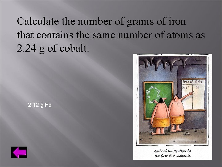 Calculate the number of grams of iron that contains the same number of atoms