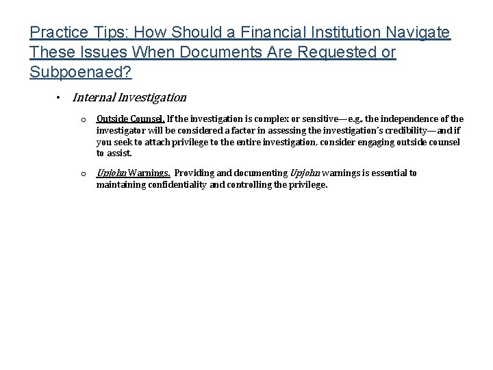 Practice Tips: How Should a Financial Institution Navigate These Issues When Documents Are Requested
