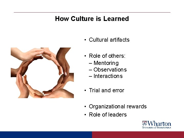 How Culture is Learned • Cultural artifacts • Role of others: – Mentoring – How Culture is Learned • Cultural artifacts • Role of others: – Mentoring –