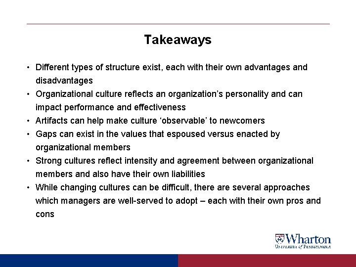 Takeaways • Different types of structure exist, each with their own advantages and disadvantages Takeaways • Different types of structure exist, each with their own advantages and disadvantages