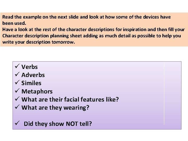 Read the example on the next slide and look at how some of the Read the example on the next slide and look at how some of the