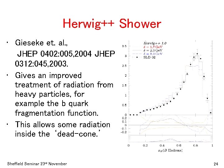 Herwig++ Shower • Gieseke et. al. , JHEP 0402: 005, 2004 JHEP 0312: 045,
