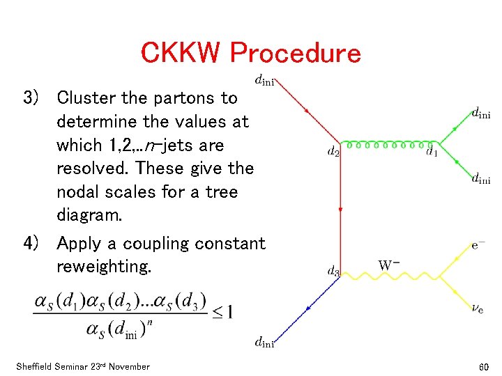 CKKW Procedure 3) Cluster the partons to determine the values at which 1, 2,