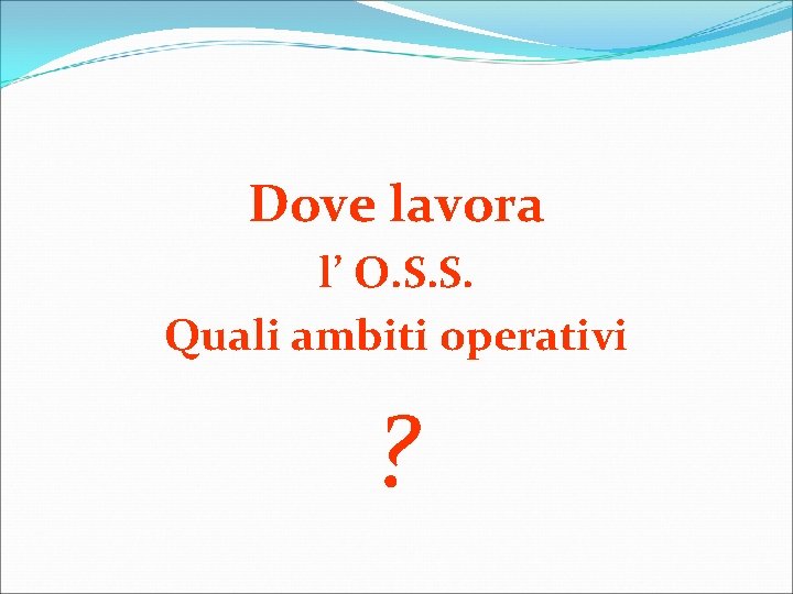 Dove lavora l’ O. S. S. Quali ambiti operativi ? 