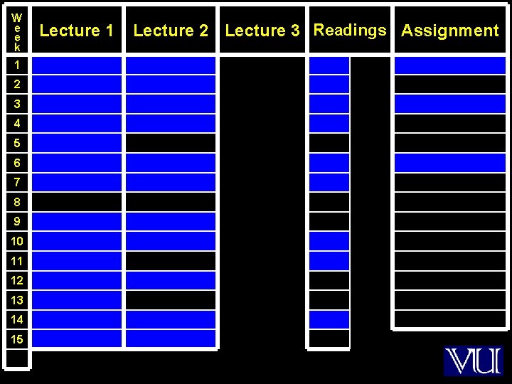 W e e k 1 2 3 4 5 6 7 8 9 10