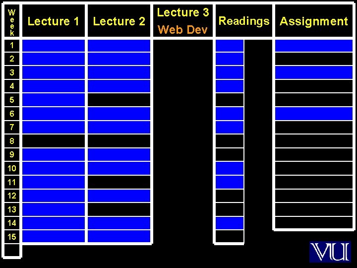 W e e k 1 2 3 4 5 6 7 8 9 10