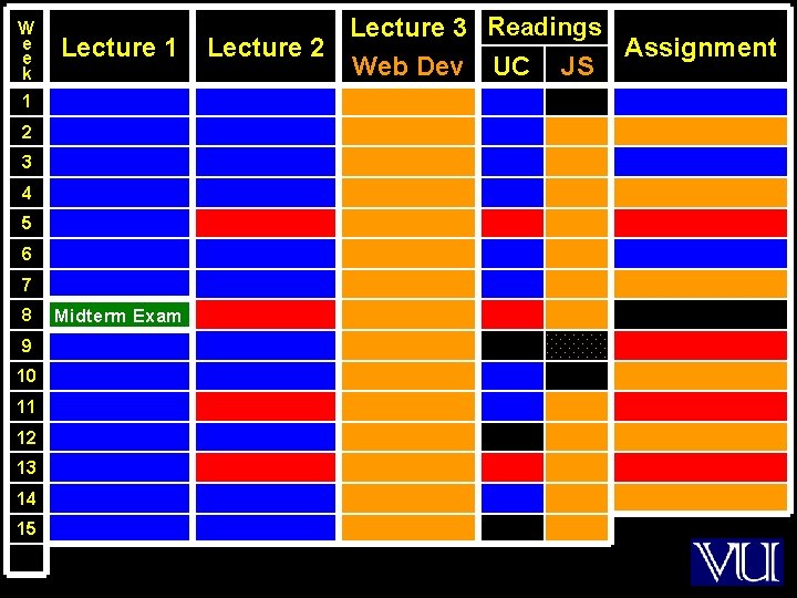 W e e k Lecture 1 1 2 3 4 5 6 7 8