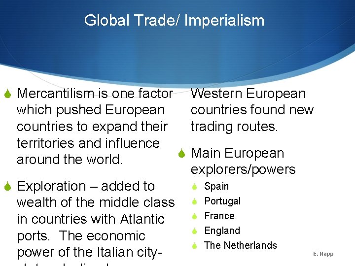 Global Trade/ Imperialism S Mercantilism is one factor Western European countries found new trading Global Trade/ Imperialism S Mercantilism is one factor Western European countries found new trading
