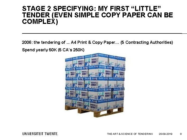 STAGE 2 SPECIFYING: MY FIRST “LITTLE” TENDER (EVEN SIMPLE COPY PAPER CAN BE COMPLEX)