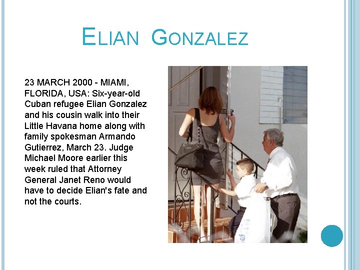 ELIAN GONZALEZ 23 MARCH 2000 - MIAMI, FLORIDA, USA: Six-year-old Cuban refugee Elian Gonzalez