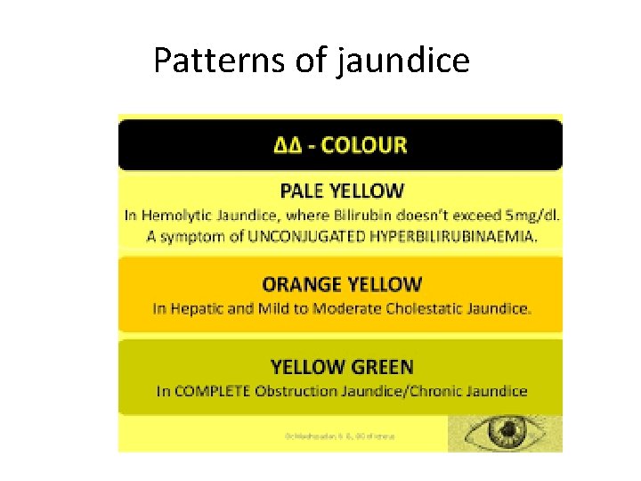 Patterns of jaundice 