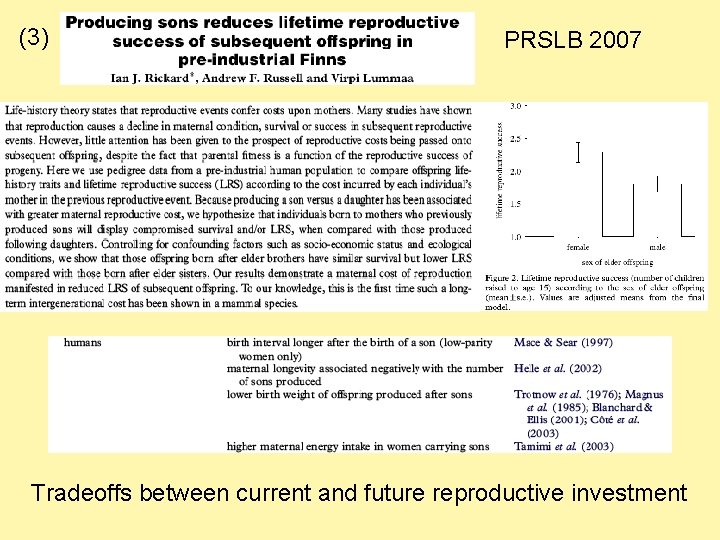 (3) PRSLB 2007 Tradeoffs between current and future reproductive investment 