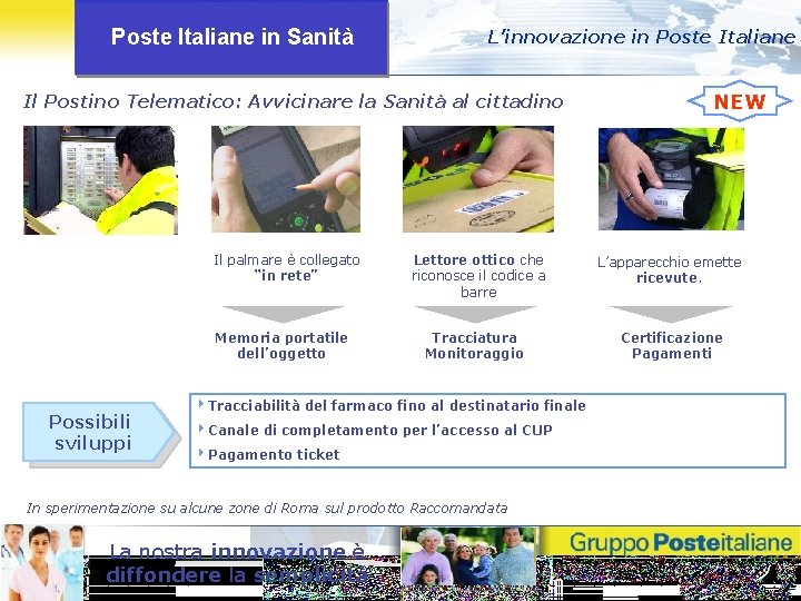 Poste Italiane in Sanità L’innovazione in Poste Italiane Il Postino Telematico: Avvicinare la Sanità