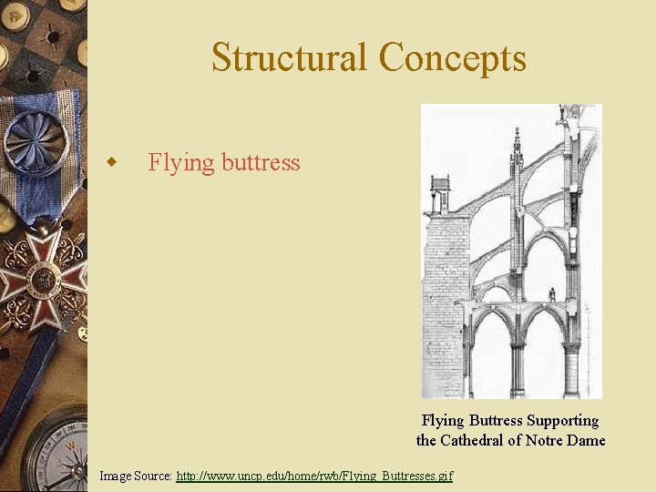 Structural Concepts w Flying buttress Flying Buttress Supporting the Cathedral of Notre Dame Image