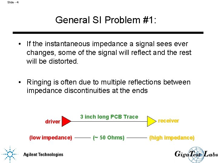 Slide - 4 General SI Problem #1: • If the instantaneous impedance a signal