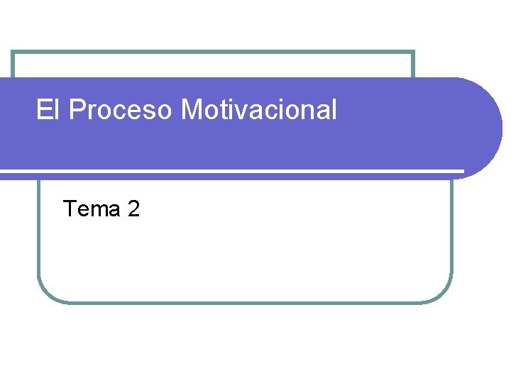 El Proceso Motivacional Tema 2 