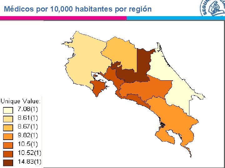 Médicos por 10, 000 habitantes por región 