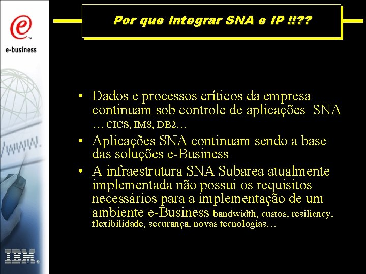 Por que Integrar SNA e IP !!? ? • Dados e processos críticos da