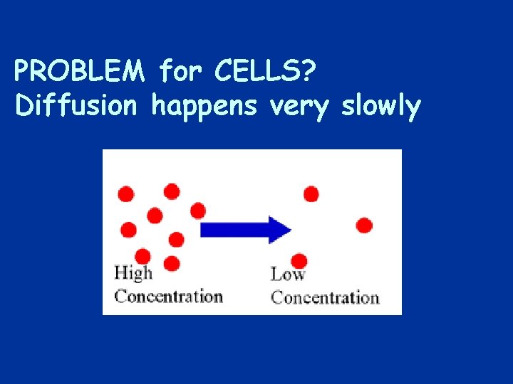 PROBLEM for CELLS? Diffusion happens very slowly 