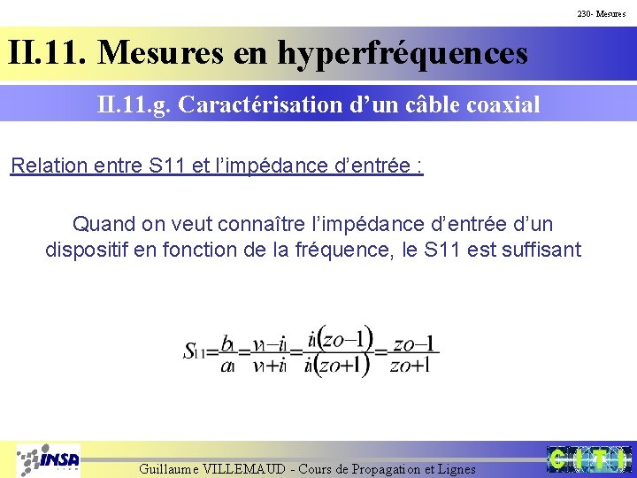 230 - Mesures II. 11. Mesures en hyperfréquences II. 11. g. Caractérisation d’un câble