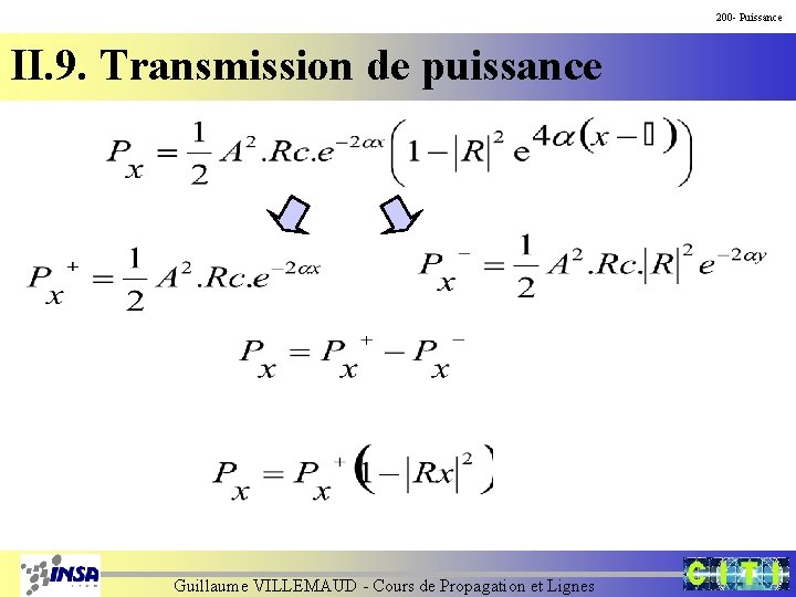200 - Puissance II. 9. Transmission de puissance Guillaume VILLEMAUD - Cours de Propagation