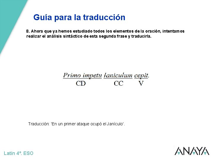 Guía para la traducción 8. Ahora que ya hemos estudiado todos los elementos de