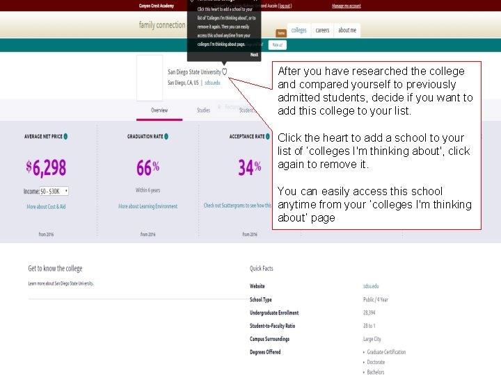 After you have researched the college and compared yourself to previously admitted students, decide