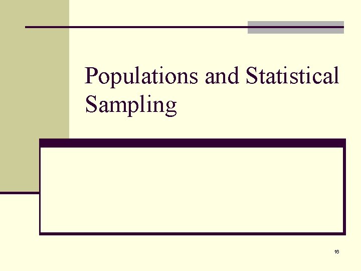 Populations and Statistical Sampling 16 