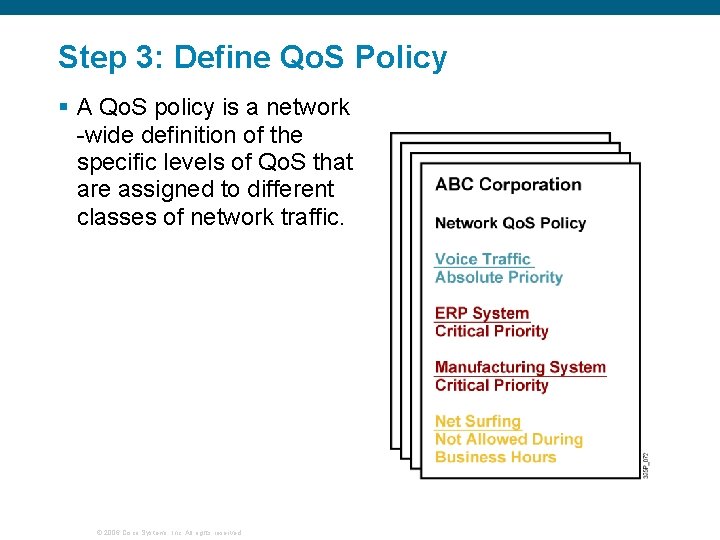 Step 3: Define Qo. S Policy § A Qo. S policy is a network
