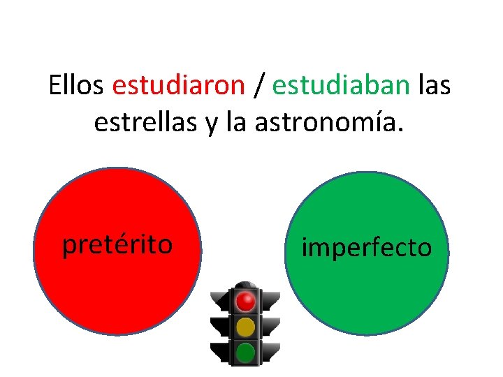 Ellos estudiaron / estudiaban las estrellas y la astronomía. pretérito imperfecto 