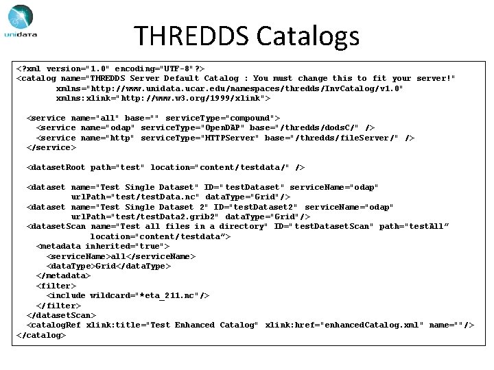 THREDDS Catalogs <? xml version="1. 0" encoding="UTF-8"? > <catalog name="THREDDS Server Default Catalog :