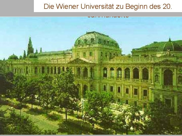 Die Wiener Universität zu Beginn des 20. Jahrhunderts 