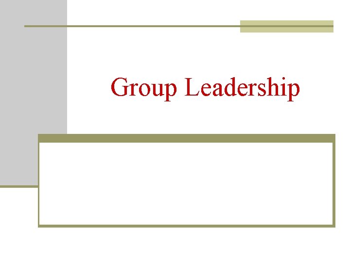 Group Leadership 