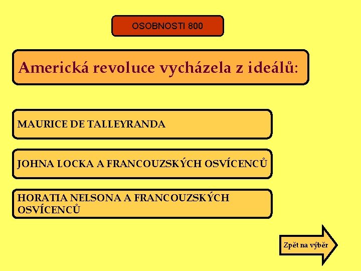 OSOBNOSTI 800 Americká revoluce vycházela z ideálů: MAURICE DE TALLEYRANDA JOHNA LOCKA A FRANCOUZSKÝCH