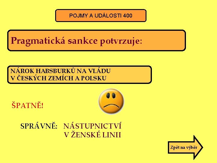 POJMY A UDÁLOSTI 400 Pragmatická sankce potvrzuje: NÁROK HABSBURKŮ NA VLÁDU V ČESKÝCH ZEMÍCH