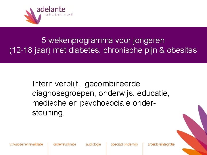 5 -wekenprogramma voor jongeren (12 -18 jaar) met diabetes, chronische pijn & obesitas (12