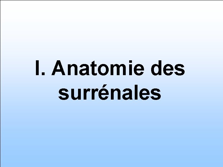 I. Anatomie des surrénales 