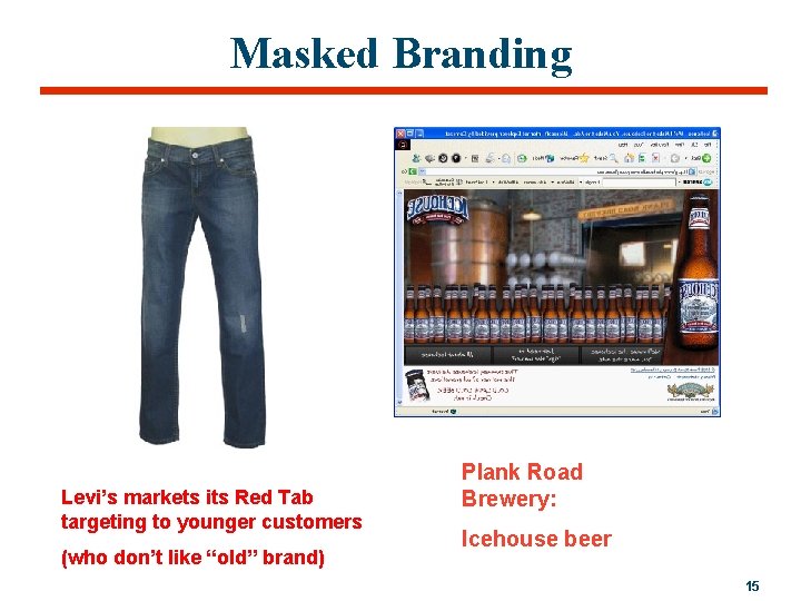 Masked Branding Levi’s markets its Red Tab targeting to younger customers (who don’t like