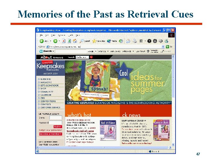 Memories of the Past as Retrieval Cues 47 