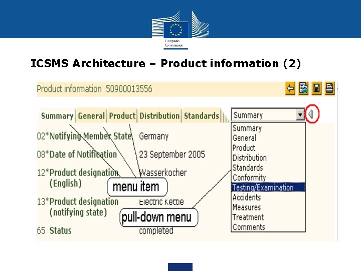 ICSMS Architecture – Product information (2) 