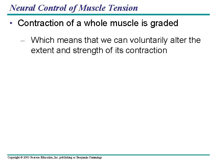 Neural Control of Muscle Tension • Contraction of a whole muscle is graded –