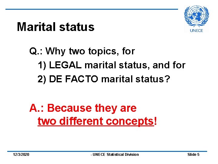 Marital status Q. : Why two topics, for 1) LEGAL marital status, and for